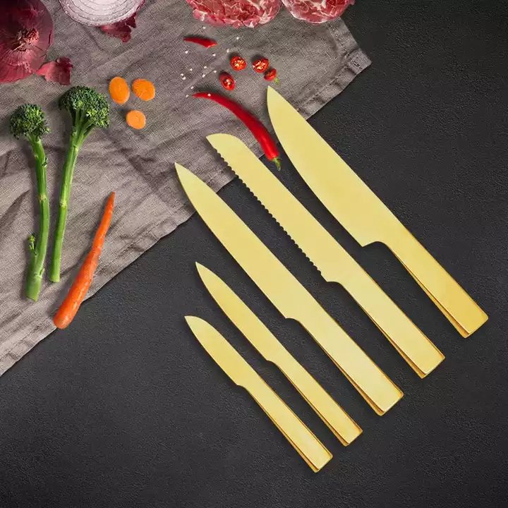 Amazon горячее покрытие нержавеющая сталь полые ручки цветные кухонные ножи 