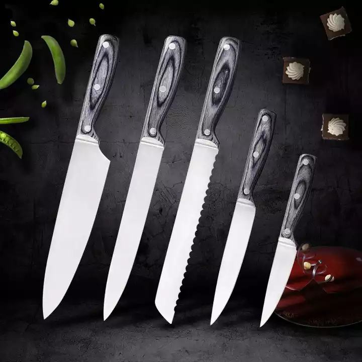 Высокий стандарт нож из нержавеющей стали Группа кухонных ножей Практический нож с ручкой Pakka 