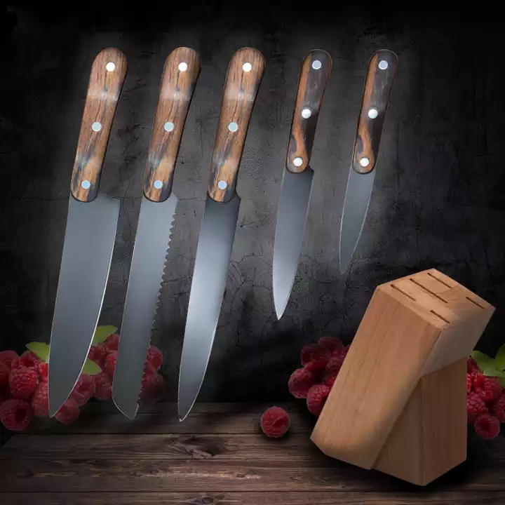 Натуральная пакка дерево нержавеющая сталь 3cr13 6 острых ножей набор кухонный нож 